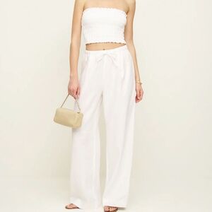 Reformation Lena Linen Two Piece White - Size M